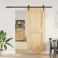 vidaXL Skjutdörr NARVIK Naturlig och svart 95 x 210 cm (213,5 cm)