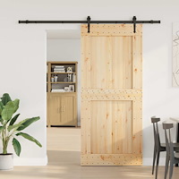 vidaXL Skjutdörr NARVIK Naturlig och svart 100 x 210 cm (213,5 cm)