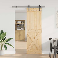 vidaXL Skjutdörr NARVIK Naturlig och svart 70 x 210 cm (152,5 cm)