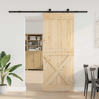 vidaXL Skjutdörr NARVIK Naturlig och svart 90 x 210 cm (213,5 cm)