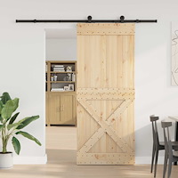 vidaXL Skjutdörr NARVIK Naturlig och svart 95 x 210 cm (213,5 cm)