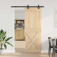 vidaXL Skjutdörr NARVIK Naturlig och svart 80 x 210 cm (152,5 cm)