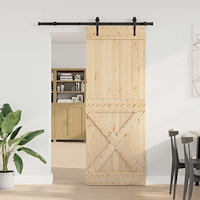vidaXL Skjutdörr NARVIK Naturlig och svart 85 x 210 cm (152,5 cm)