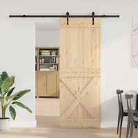 vidaXL Skjutdörr NARVIK Naturlig och svart 85 x 210 cm (213,5 cm)