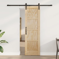 vidaXL Skjutdörr Naturlig och svart 61 x 198,5 cm Massiv furu