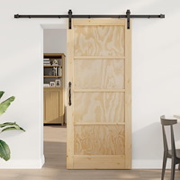 vidaXL Skjutdörr Naturlig och svart 86 x 198,5 cm Massiv furu