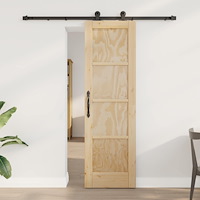 vidaXL Skjutdörr Naturlig och svart 61 x 198,5 cm Massiv furu