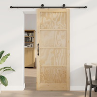 vidaXL Skjutdörr Naturlig och svart 86 x 211 cm Massiv furu