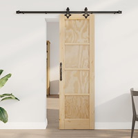vidaXL Skjutdörr Naturlig och svart 61 x 198,5 cm Massiv furu