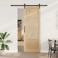 vidaXL Skjutdörr ORKDAL Naturlig och svart 83 x 232 cm Massiv furu