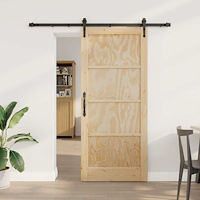 vidaXL Skjutdörr ORKDAL Naturlig och svart 86 x 198,5 cm Massiv furu