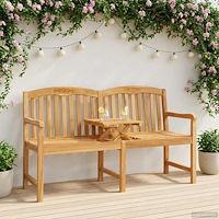 vidaXL Handsnidad Rosabänk 150,5 x 60 x 95 cm Massivt teakträ Naturlig