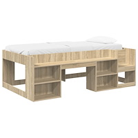 vidaXL Barnsängsram med förvaring Sonoma-ek 90 x 190 cm