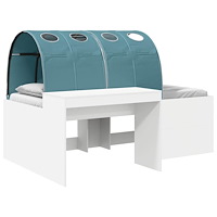 vidaXL Sängram med tunnel 3 pcs Vit och ljusblå Konstruerat trä