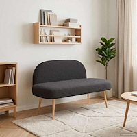vidaXL Klädd bänk med ryggstöd Svart 110 x 60 x 76 cm Bouclé