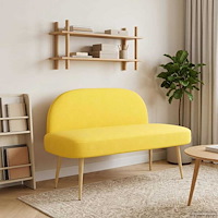 vidaXL Klädd bänk med ryggstöd Ljusgul 110 x 60 x 76 cm Kordread tyg