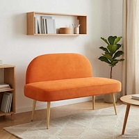 vidaXL Klädd bänk med ryggstöd Orange 110 x 60 x 76 cm Kordread tyg