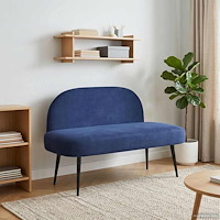 vidaXL Klädd bänk med ryggstöd Polisblå 110 x 60 x 76 cm Sammet