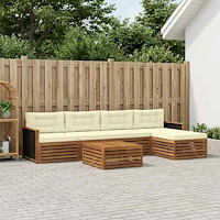 vidaXL Utomhussoffset 6 pcs Naturlig och Grädde 79 x 79 x 37 cm