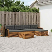 vidaXL Utomhussoffset 6 pcs Naturlig och Antracit 79 x 79 x 37 cm