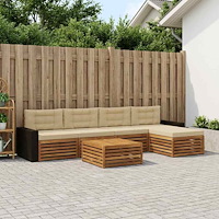 vidaXL Utomhussoffset 6 pcs Naturlig och Beige 79 x 79 x 37 cm