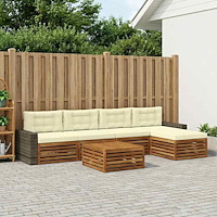 vidaXL Utomhussoffset 6 pcs Naturlig och Grädde 79 x 79 x 37 cm