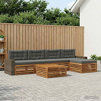 vidaXL Utomhussoffset 6 pcs Naturlig och Antracit 79 x 79 x 37 cm