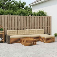 vidaXL Utomhussoffset 6 pcs Naturlig och Beige 79 x 79 x 37 cm