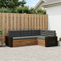 vidaXL Utomhussoffset 4 pcs Naturlig och Antracit