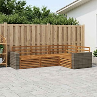 vidaXL Utomhussoffset 4 pcs Naturlig 255,5 x 176,5 x 73 cm