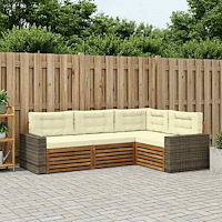 vidaXL Utomhussoffset 4 pcs Naturlig och Grädde 255,5 x 176,5 x 73 cm
