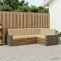 vidaXL Utomhussoffset 4 pcs Naturlig och Beige 255,5 x 176,5 x 73 cm