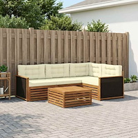 vidaXL Utomhussoffset 5 pcs Naturlig och Grädde 79 x 79 x 37 cm