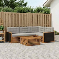 vidaXL Utomhussoffset 5 pcs Naturlig och ljusgrå 79 x 79 x 37 cm