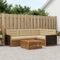 vidaXL Utomhussoffset 5 pcs Naturlig och Beige 79 x 79 x 37 cm