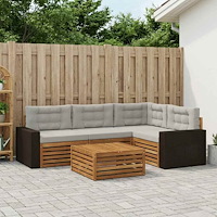 vidaXL Utomhussoffset 5 pcs Naturlig och ljusgrå 79 x 79 x 37 cm