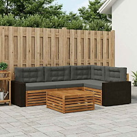 vidaXL Utomhussoffset 5 pcs Naturlig och Antracit 79 x 79 x 37 cm