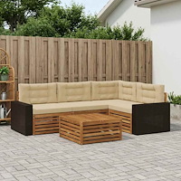 vidaXL Utomhussoffset 5 pcs Naturlig och Beige 79 x 79 x 37 cm