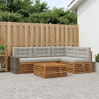 vidaXL Utomhussoffset 5 pcs Naturlig och ljusgrå 79 x 79 x 37 cm