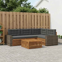 vidaXL Utomhussoffset 5 pcs Naturlig och Antracit 79 x 79 x 37 cm