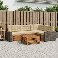 vidaXL Utomhussoffset 5 pcs Naturlig och Beige 79 x 79 x 37 cm