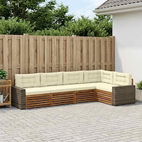 vidaXL Utomhussoffset 5 pcs Naturlig och Grädde 331 x 172,5 x 73 cm