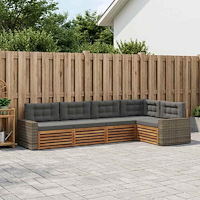 vidaXL Utomhussoffset 5 pcs Naturlig och Antracit 331 x 172,5 x 73 cm