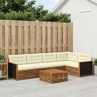 vidaXL Utomhussoffset 6 pcs Naturlig och Grädde 79 x 79 x 37 cm