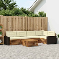 vidaXL Utomhussoffset 6 pcs Naturlig och Grädde 79 x 79 x 37 cm