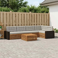 vidaXL Utomhussoffset 6 pcs Naturlig och ljusgrå 79 x 79 x 37 cm