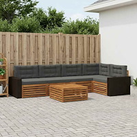 vidaXL Utomhussoffset 6 pcs Naturlig och Antracit 79 x 79 x 37 cm