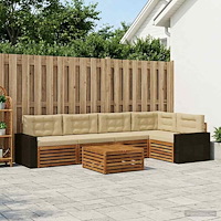 vidaXL Utomhussoffset 6 pcs Naturlig och Beige 79 x 79 x 37 cm