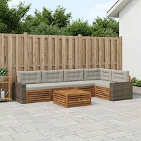 vidaXL Utomhussoffset 6 pcs Naturlig och ljusgrå 79 x 79 x 37 cm