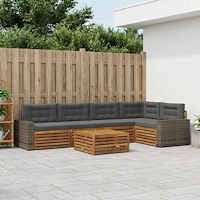 vidaXL Utomhussoffset 6 pcs Naturlig och Antracit 79 x 79 x 37 cm